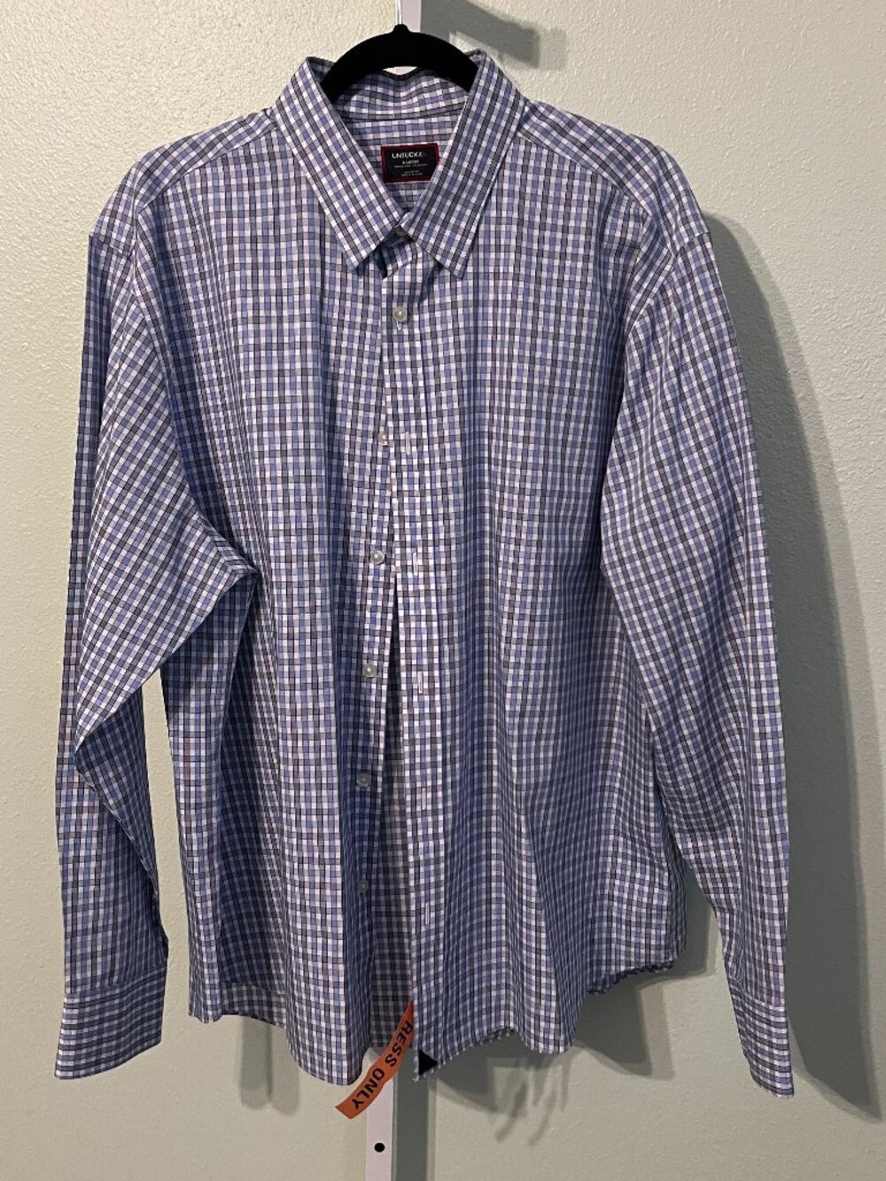 UNTUCKit Relaxed Fit 100% Cotton Blue & White Gingham Long-Sleeve SZ XL